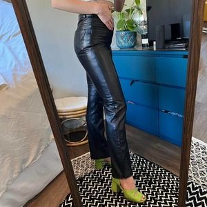 Y2K BEBE Genuine Leather Black Pants
